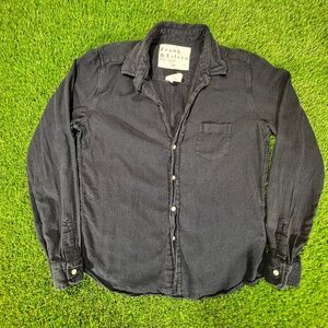 Frank & Eileen Navy Blue Barry Dot Shirt Medium